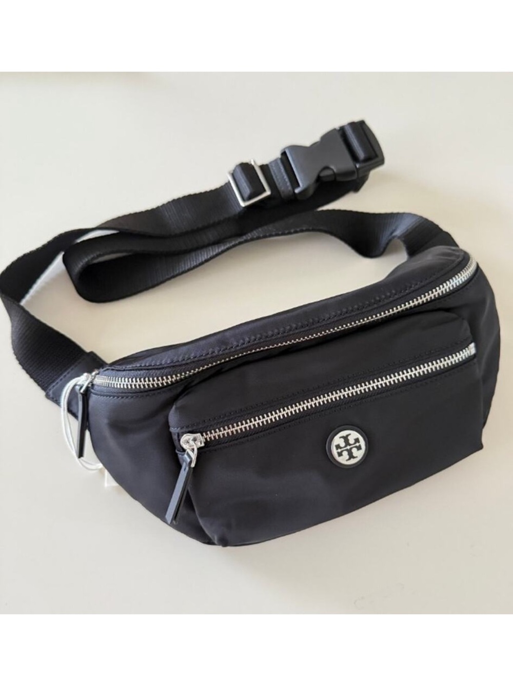 Best Price‼️Tory Burch Nylon Belt Bag 170436 Black Lightweight, $265